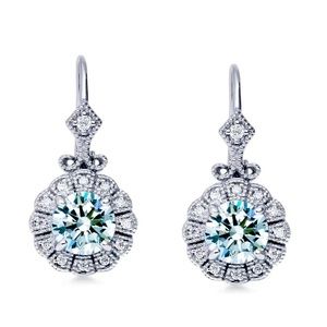 2.15 Ct Vvs1+-Ice Blue White Moissanite pure Sterling Silver Wedding Earrings